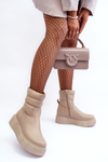 Women's Leather Platform Boots Light Beige Suam