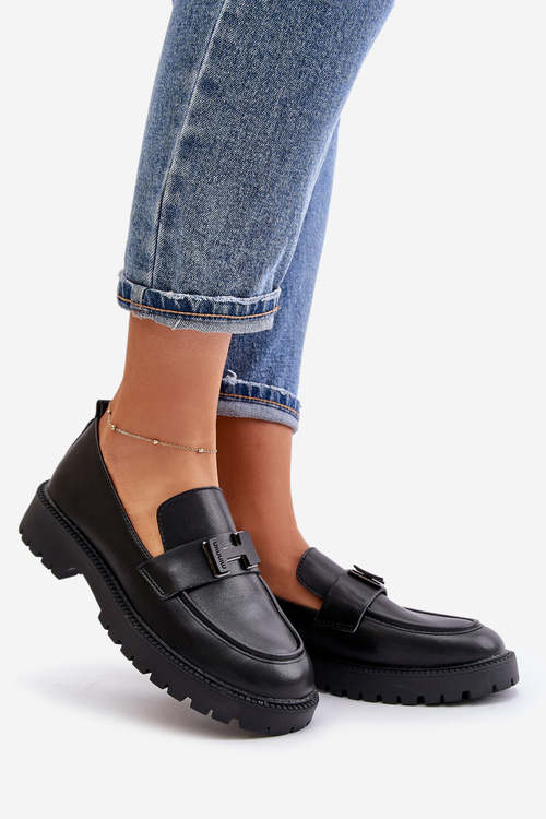 Damskie Mokasyny Z Eko Skóry Czarne Vinceza 62187