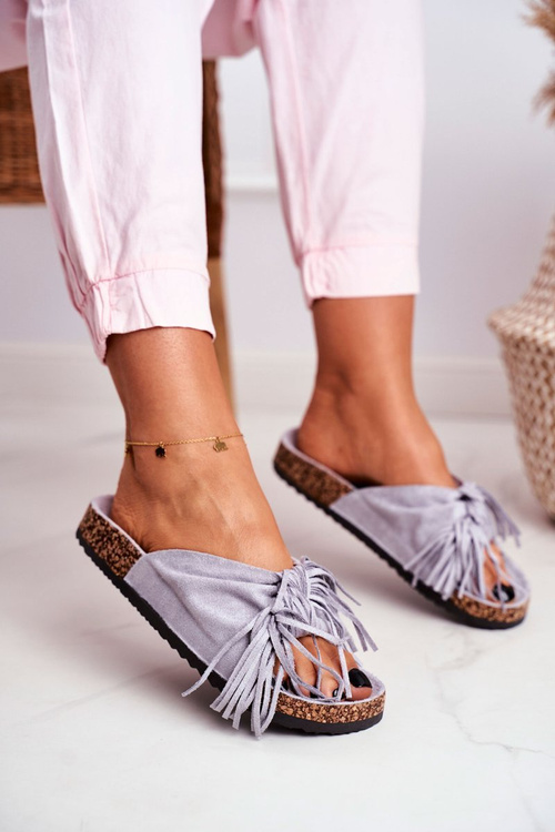 Women's Grey Flip-flops Tassels Marina