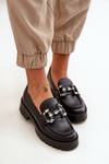 Ladies Leather Moccasins With Decoration Black CheBello 4369