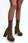 High Heel Boots with Zip Green Peculia