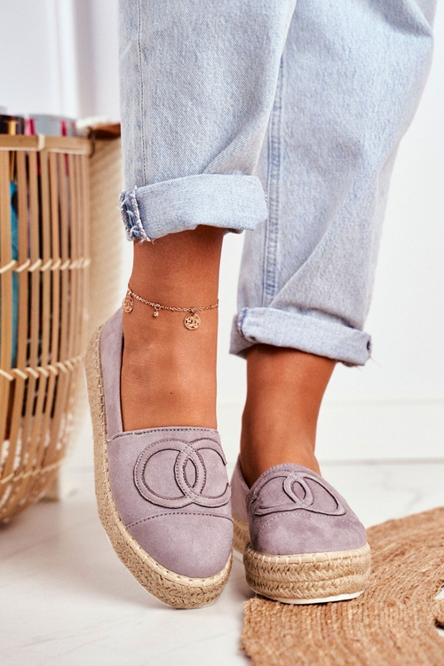 Women's Espadrilles Thick Sole Linen Grey Febi