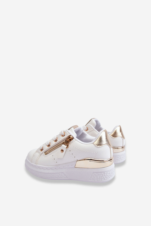 Children's Sport Shoes With Decorative Zipper White-Gold Rocco