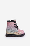 Kids Sparkly Furry Lined Boots with Zipper Multicolor Saussa