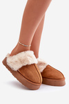 Women's Snow Slippers On Thick Sole With Fur Camel Doriola