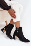 Women's heeled ankle boots with gold details black Kalivra