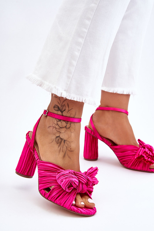 Fashionable Sandals With A Bow On Heels Fuchsia Callum