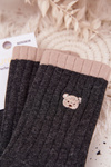 Women's Cotton Socks With Small Bear Dark Gray
