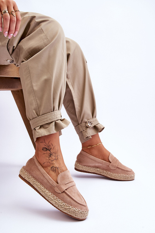 Espadryle Damskie Zamsz Beżowe Keyla