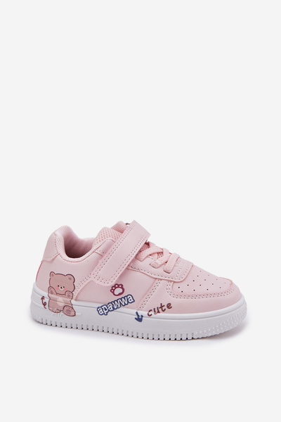 Dziecięce Sneakersy Z Misiem Na Rzep Różowe Callexia