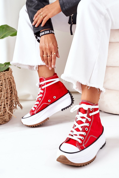 High Sneakers On A Platform Red Electric Love