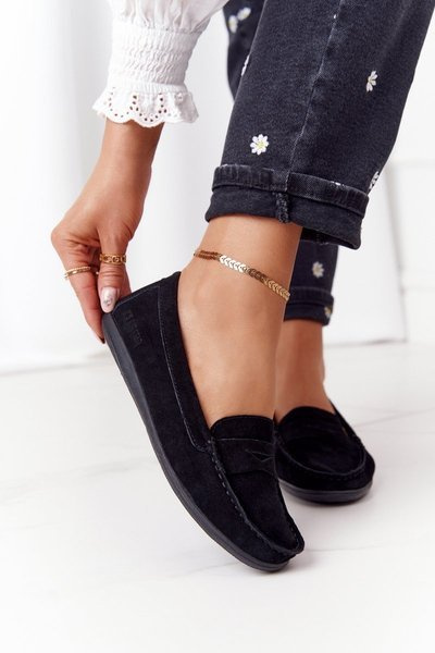 Women's Suede Moccasins Big Star HH274662 Black