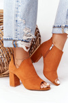 Spring Suede Boots On A Block Heel Vinceza 21-17095 Camel