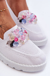 Women's Slip-On Tennis Sneakers with Ornament White Taylor