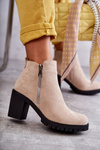 Suede Boots On High Heels With A Zipper Light Beige Sevione