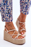Fashionable Wedge Sandals With Braid Beige Nessia