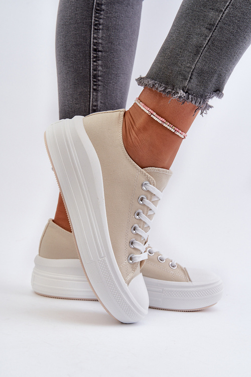 Trampki Masywna Platforma Beżowe Amyete K-81