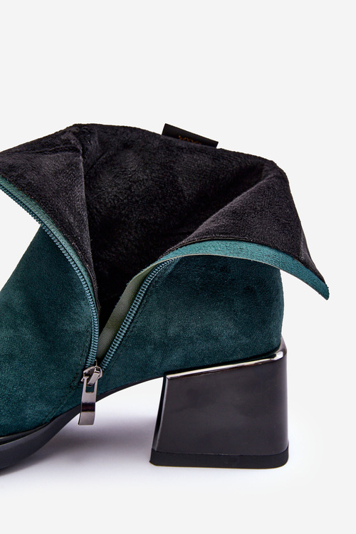 Botki Zamsz Masywny Klocek S.Barski MR870-70 Zielone