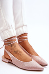 Tied Ballerinas With Rhinestones Beige Mavis