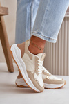 Women's Platform Sneakers Made Of Eco Leather Beige Issatta