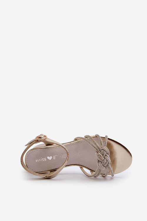 Girls' low-heeled sandals with zircons Gold Ollna