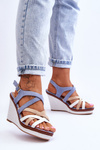 Wedge Sandals With Straps Blue Ellen
