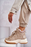 Botki Trapery Na Platformie Lee Cooper LCJ-22-44-1352L Beżowe