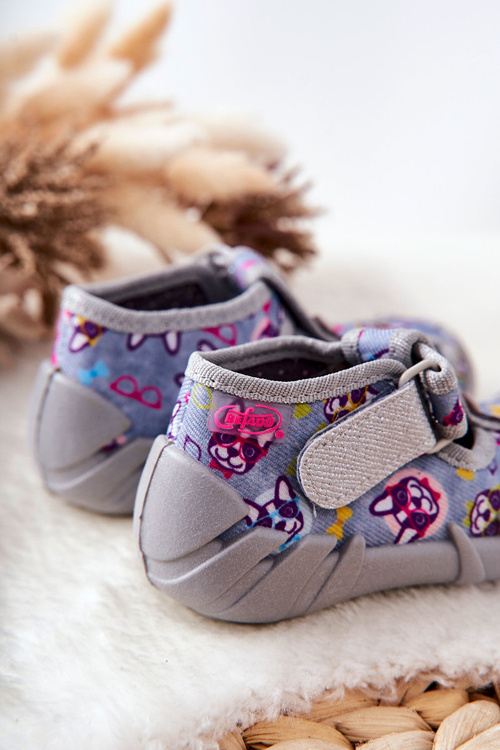Buty Papcie Befado Na Rzep 190P093 Szaro-Niebieskie