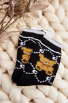 Warm Cotton Socks with Bear Black