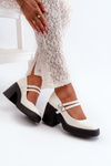 White patent leather pumps on chunky heel Halmina