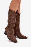 Suede Cowboy Boots For Women With Heel Brown Karira