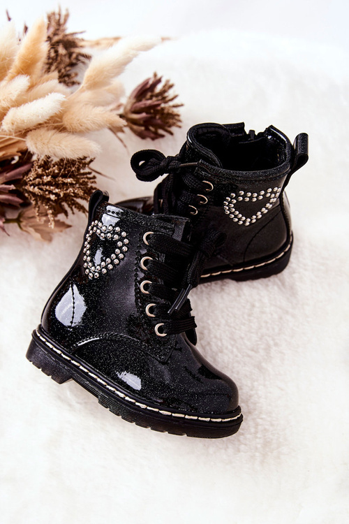 Children's Lacquer Glitter Boots Black Macy's