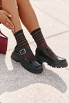 Lacquered Women's Shoes With Buckle Black Plikuria