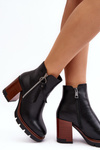 Women's Leather Boots on Heel Black Brittney