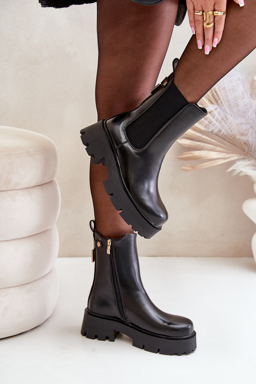 Ankle Boots With Zipper Eco Leather Black Ninnet