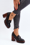 Pumps on Chunky Heel with Ornament Black Oradna
