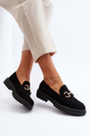Women's Black Cutout Loafers with Embellishment Talesse