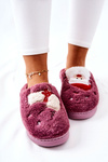 Christmas slippers Santa Claus and Reindeer purple