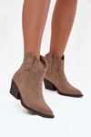 Slip-on Women's Cowboy Boots Made of Natural Suede Beige Beretta