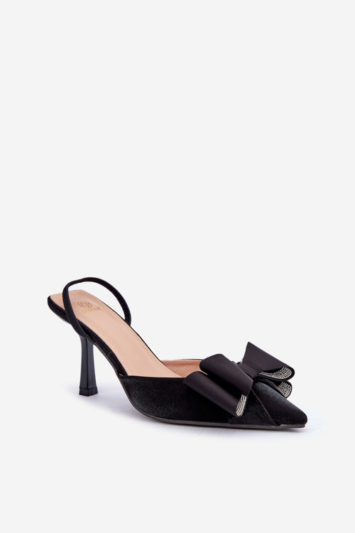 Fabric Heels With Bow Black Selatea