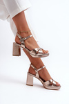 Women's Sandals with Chunky Heel Faux Leather Golden Jatine