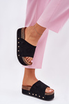 Women's Slippers On Massive Platform Eco Suede Black Vinnibe