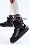 Women's Fashionable Lace-up Snow Boots Black Carrios