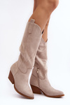 Women's Cowboy Boots with Heels Knee-high Light Beige Oppore