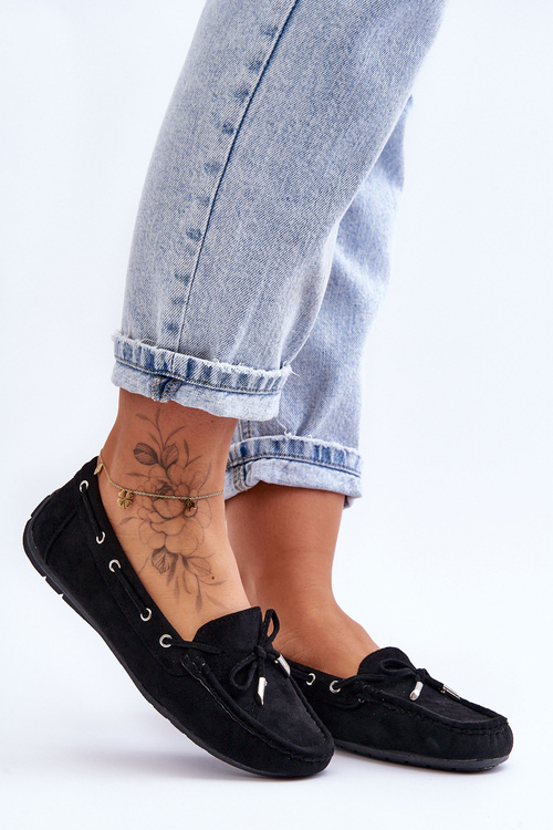 Women's Suede Loafers Black Si Passione