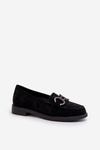 Women's Suede Moccasins with Decoration Black Echonesa