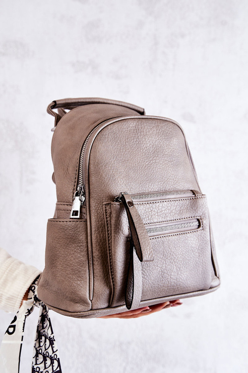Leather Backpack Grey Karlee
