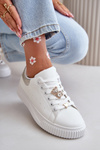 Low Sneakers Made Of Eco Leather With Embellishments White-Silver Cillione