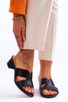 Classic Low Heel Leather Sandals Black Miley