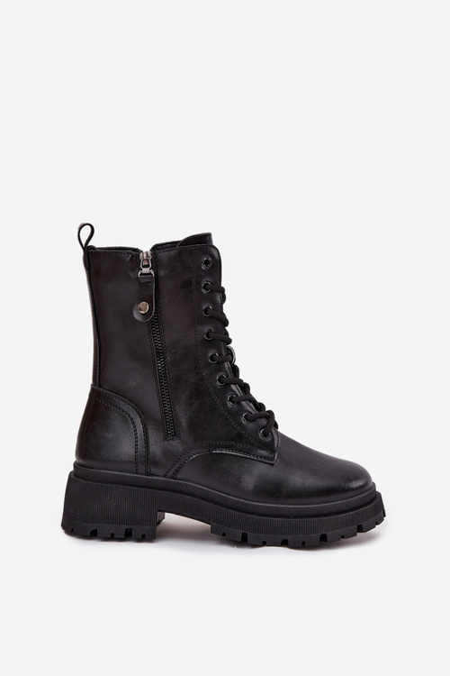 Women's Work Boots with Insulation with Double Zipper Black Perlina